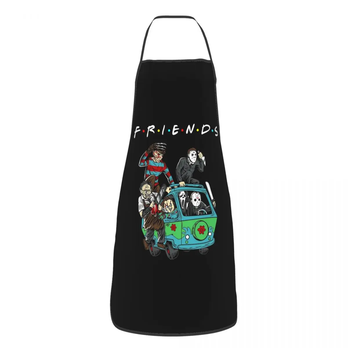 Horror Movie Character Friends Apron for Women Men Unisex Bib Halloween Kitchen Cooking Tablier Cuisine Chef Painting