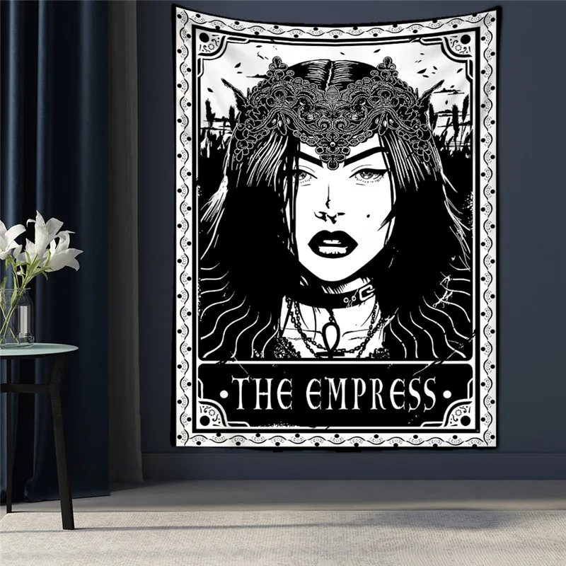 Black Tapestry Wall Hanging Psychedelic Sun Tarot Card Hippie Astrology Divination Witchcraft Background Wall Room Boho Decor