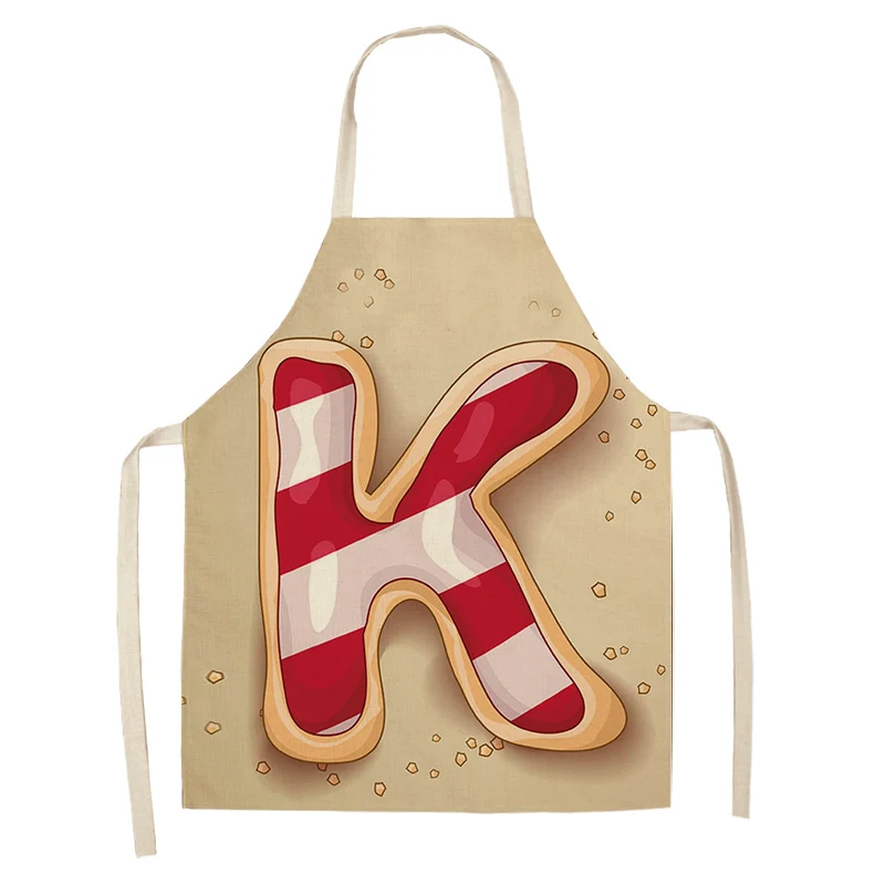 1Pc Letter Pattern Kitchen Apron Sleeveless Cotton Linen Kids Aprons For Cooking Baking bbq Home Cleaning Tools