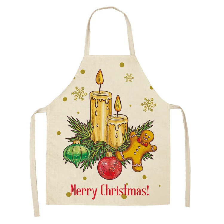 Santa Claus Christmas wreath aprons Christmas aprons printing home kitchen baking cooking Christmas party decorations