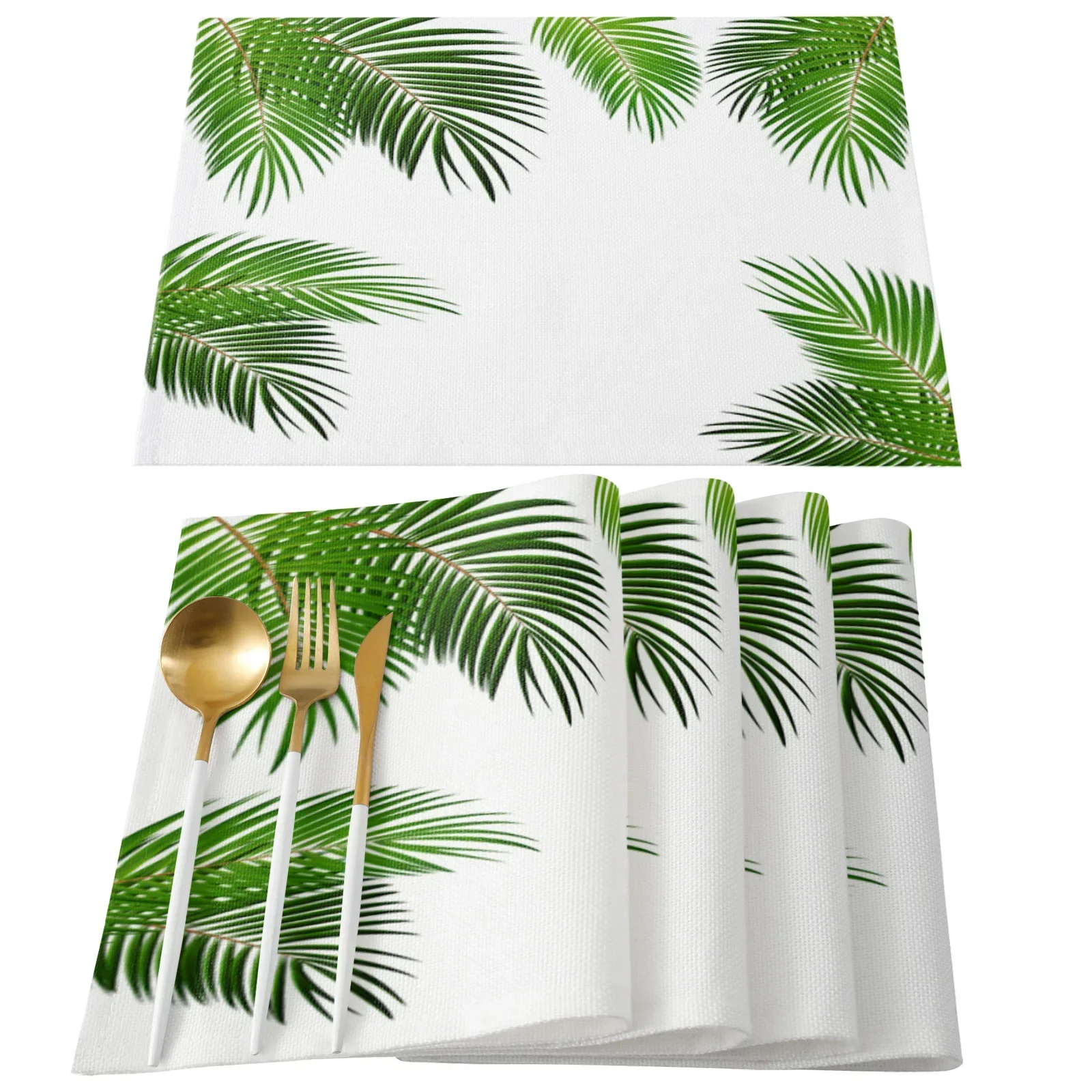 Golden Leaves Black Background Placemat Wedding Party Dining Decor Linen Table Mat Kitchen Accessories Table Napkin