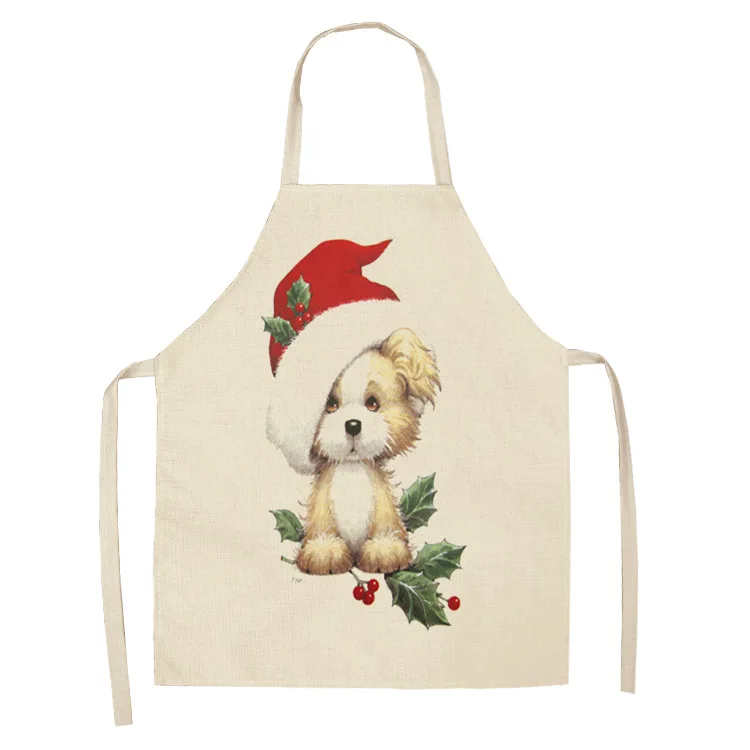 Santa Claus Christmas wreath aprons Christmas aprons printing home kitchen baking cooking Christmas party decorations