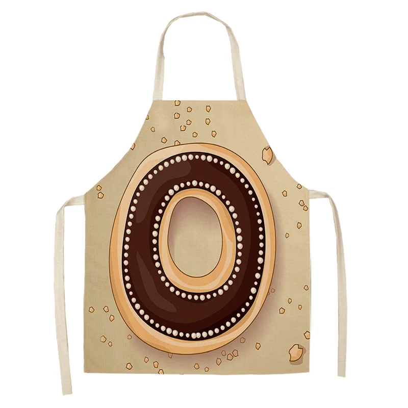 1Pc Letter Pattern Kitchen Apron Sleeveless Cotton Linen Kids Aprons For Cooking Baking bbq Home Cleaning Tools