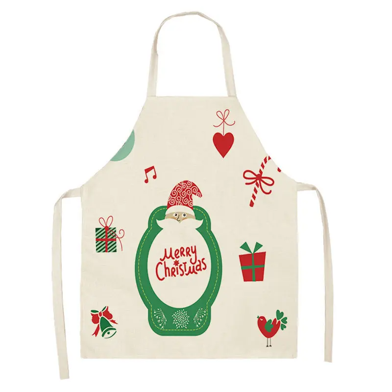 1Pc Christmas Apron for Woman Kids Pinafore Cotton Linen Kitchen Aprons 55x68cm Adult Bibs For Home Baking Cooking Accessory