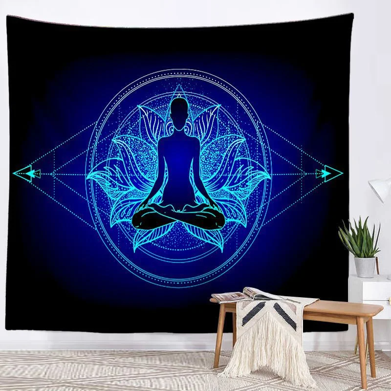 Buddha Statue Meditation 7 Chakra Tapestry Wall Hanging Mandala Tapestries Wall Cloth Psychedelic Yoga Wall Hanging