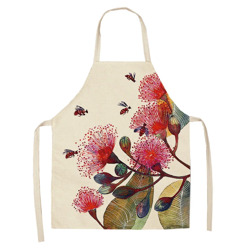 1Pc Succulent Plants Green Leaves Pattern Kitchen Chef Aprons Home Cooking Baking Shop Cotton Linen Cleaning Apron