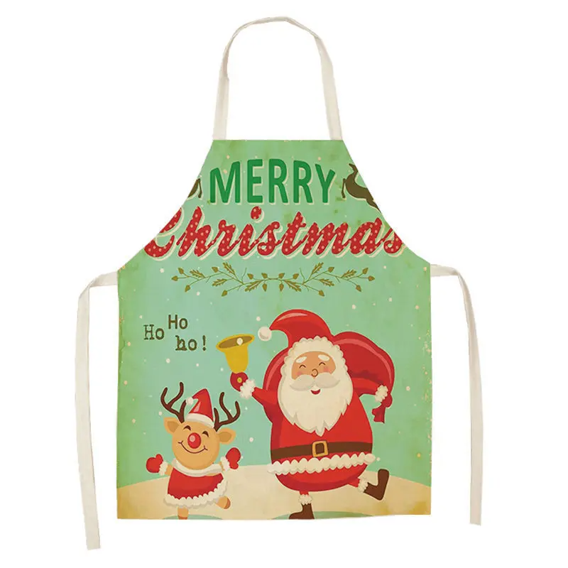 1Pcs Merry Christmas Apron for Woman Pinafore Cotton Linen Aprons Adult Bibs Kitchen Baking Cooking Accessories