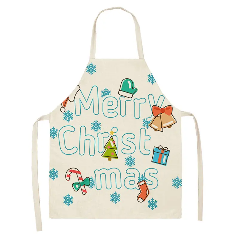 Christmas Aprons Pinafore Cotton Linen Kitchen Apron Woman Bibs for Home Cooking Baking Cleaning Accessories