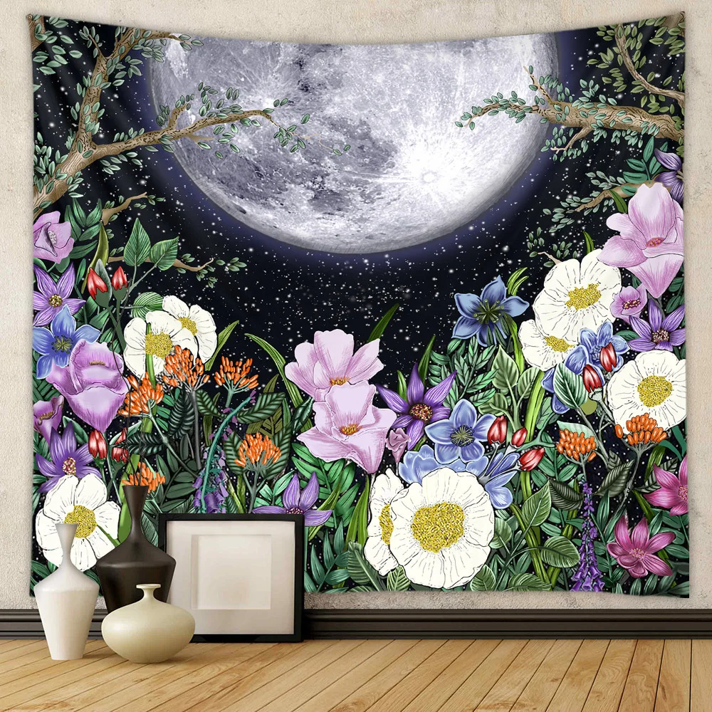 Moon Phase Tapestry Wall Hanging White Black Colorful Sun Mandala Tapestry Wall Hanging Celestial Wall Tapestry Hippie Wall Carp