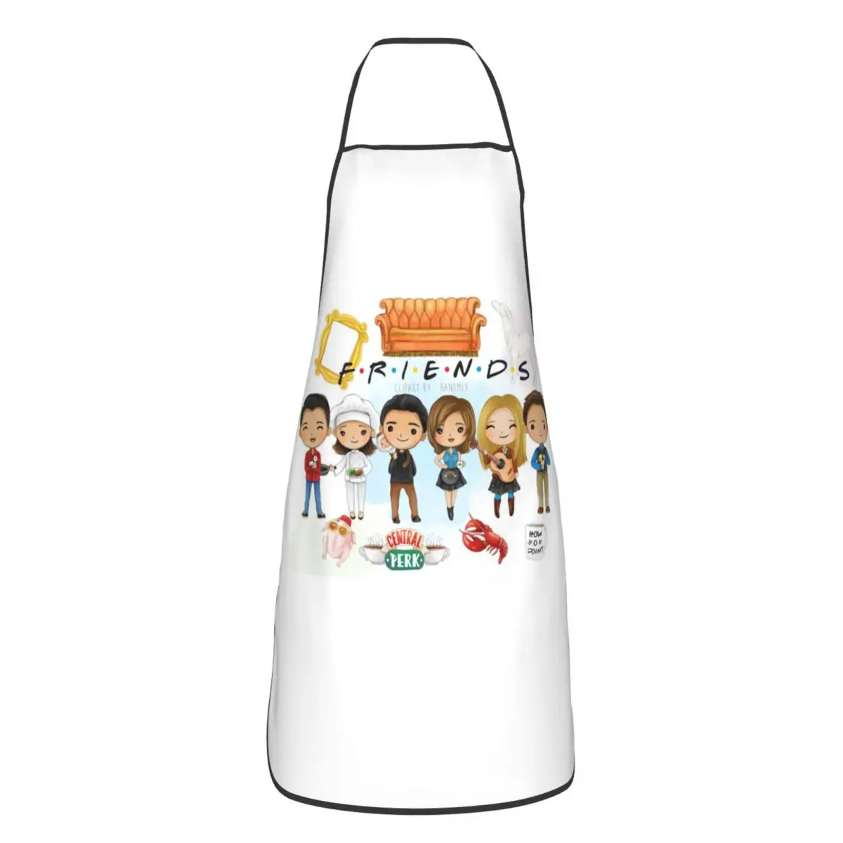 Unisex Friends Central Perk Logo Bib Apron Adult Women Men Chef Tablier Cuisine for Kitchen Cooking TV Show Baking