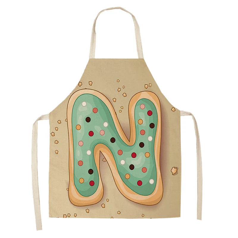 1Pc Letter Pattern Kitchen Apron Sleeveless Cotton Linen Kids Aprons For Cooking Baking bbq Home Cleaning Tools