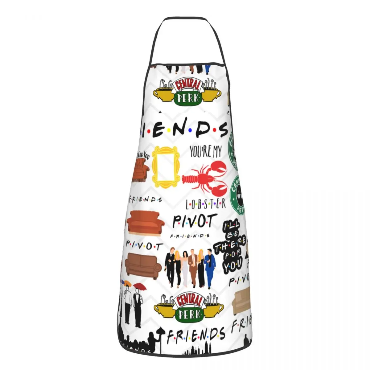 Unisex Friends Central Perk Logo Bib Apron Adult Women Men Chef Tablier Cuisine for Kitchen Cooking TV Show Baking