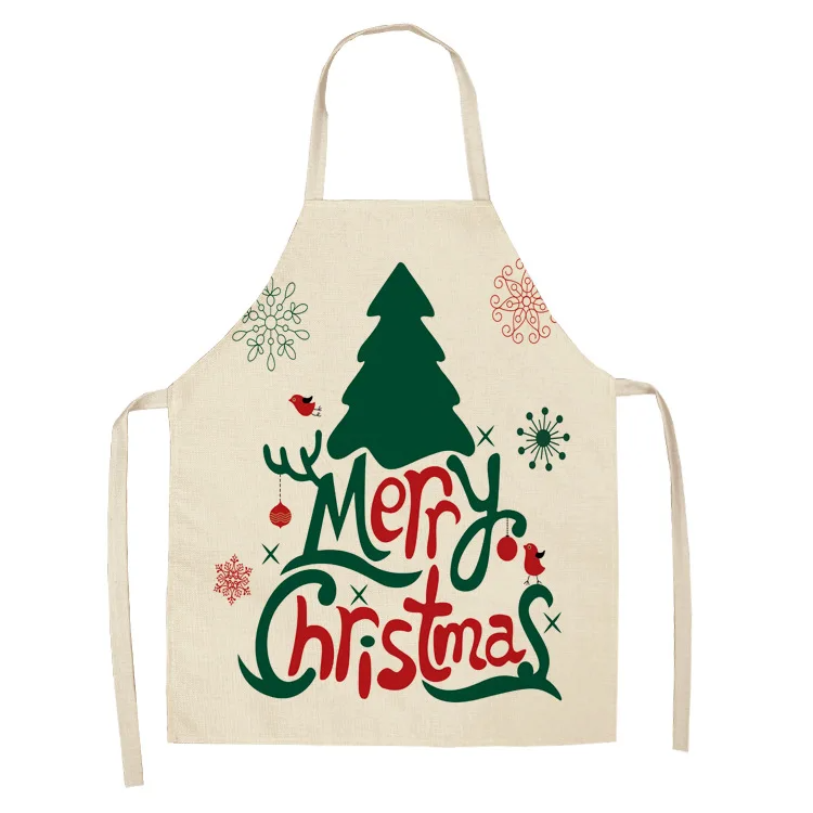 Santa Claus Christmas wreath aprons Christmas aprons printing home kitchen baking cooking Christmas party decorations
