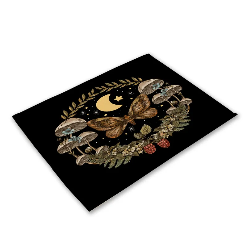 Cup Mats Waterproof Drink Coaster kitchen Placemat Black Cotton Linen Heart Love Table Mats Nordic Western Placemat