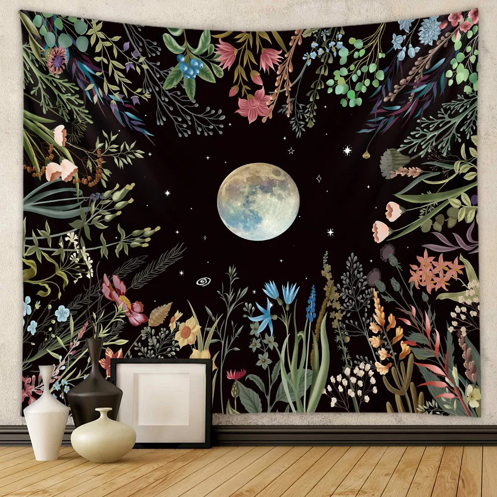 Moon Phase Tapestry Wall Hanging White Black Colorful Sun Mandala Tapestry Wall Hanging Celestial Wall Tapestry Hippie Wall Carp