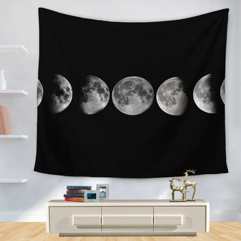 Moon Phase Tapestry Wall Hanging White Black Colorful Sun Mandala Tapestry Wall Hanging Celestial Wall Tapestry Hippie Wall Carp