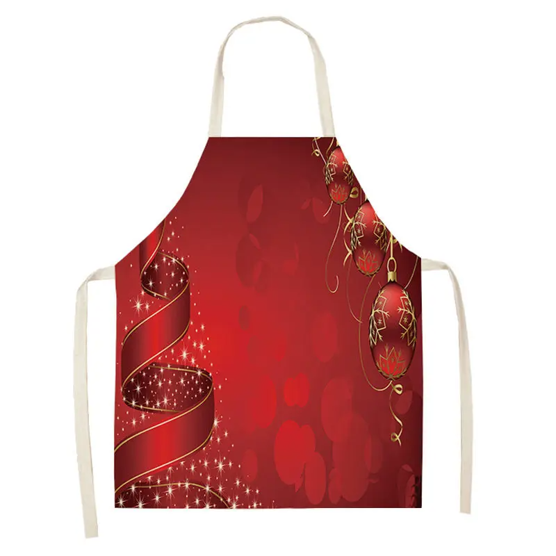 Christmas Aprons Pinafore Cotton Linen Kitchen Apron Woman Bibs for Home Cooking Baking Cleaning Accessories