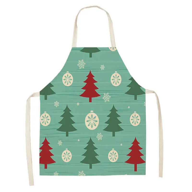 1Pc Christmas Apron for Woman Kids Pinafore Cotton Linen Kitchen Aprons 55x68cm Adult Bibs For Home Baking Cooking Accessory
