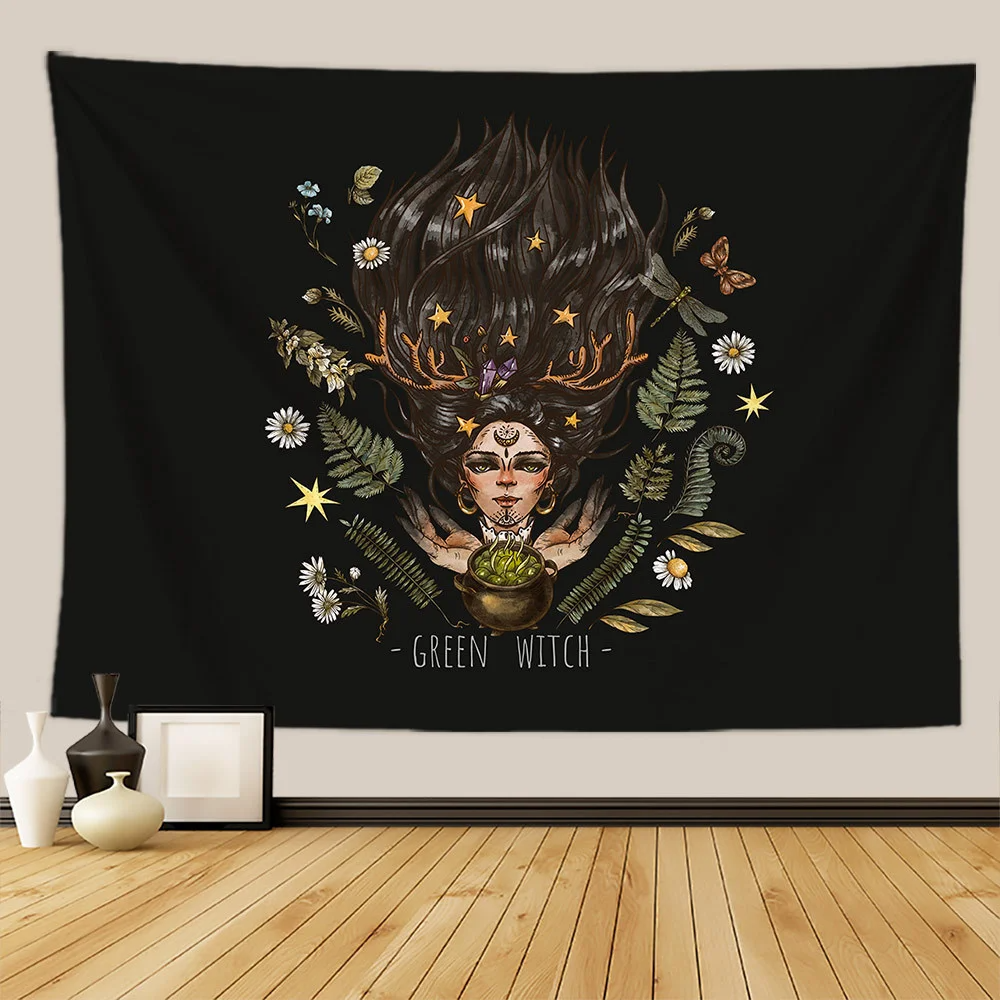 Botanical Print Floral Tapestry Wall Hanging Mushroom Tapestry Vintage Boho Wildflower Vegetable Tapestry Colorful Home Decor