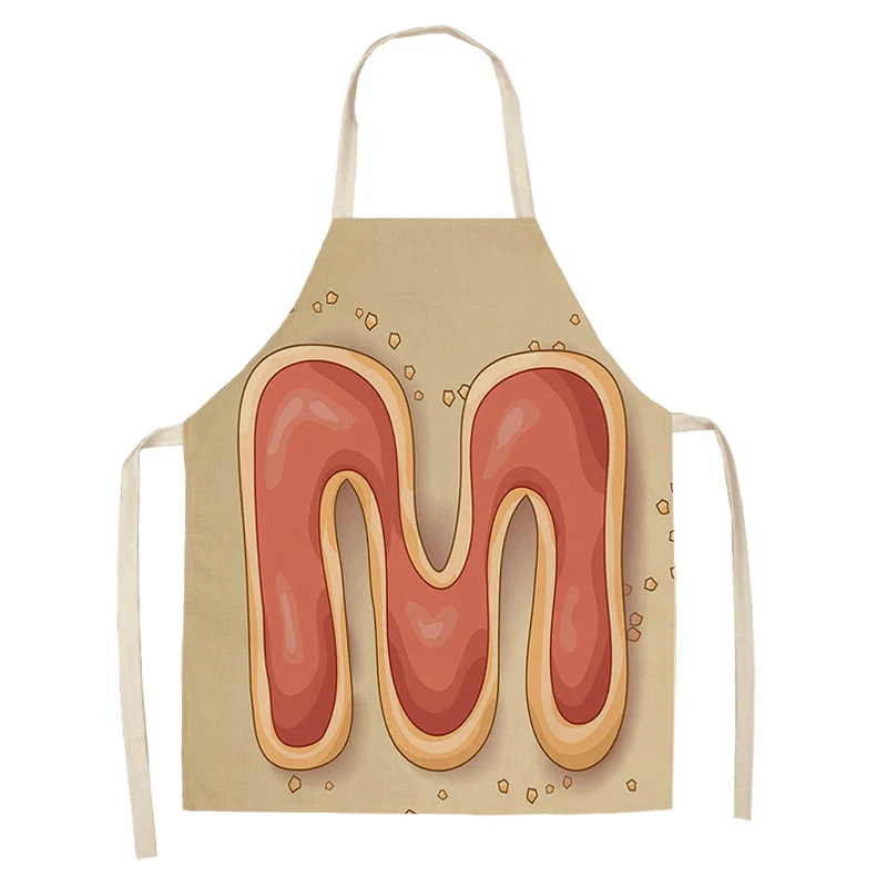 1Pc Letter Pattern Kitchen Apron Sleeveless Cotton Linen Kids Aprons For Cooking Baking bbq Home Cleaning Tools