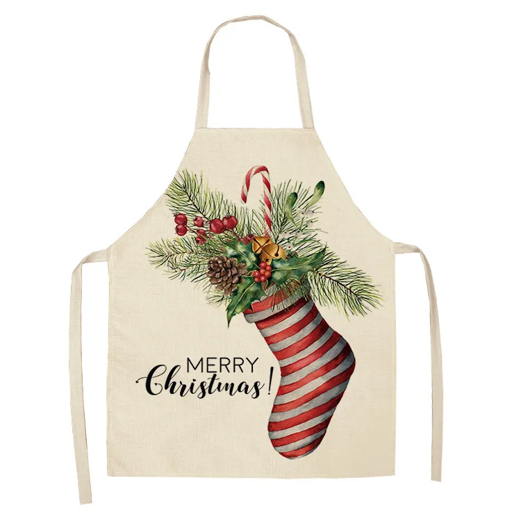 Santa Claus Christmas wreath aprons Christmas aprons printing home kitchen baking cooking Christmas party decorations