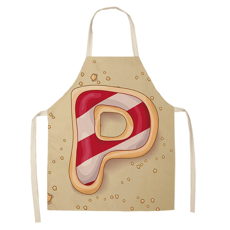 1Pc Letter Pattern Kitchen Apron Sleeveless Cotton Linen Kids Aprons For Cooking Baking bbq Home Cleaning Tools