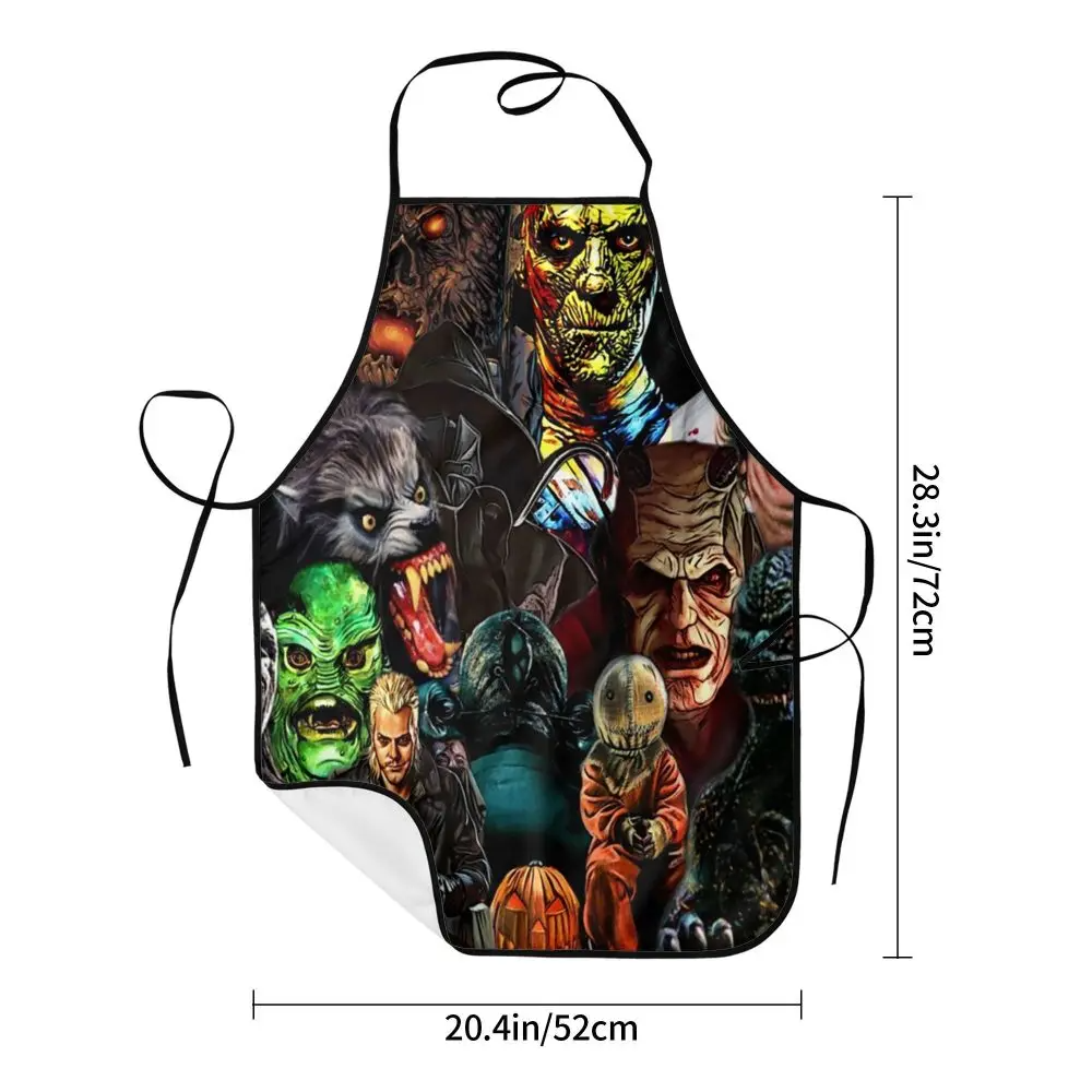 Horror Movie Character Friends Apron for Women Men Unisex Bib Halloween Kitchen Cooking Tablier Cuisine Chef Painting