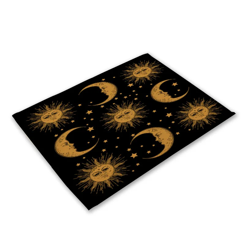 Cup Mats Waterproof Drink Coaster kitchen Placemat Black Cotton Linen Heart Love Table Mats Nordic Western Placemat