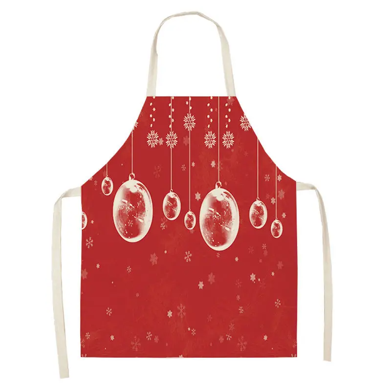 1pc Christmas Aprons Pinafore Cotton Linen Kitchen Apron Woman Bibs for Home Cooking Baking Cleaning Accessories