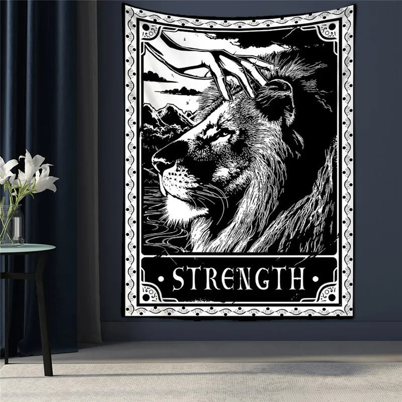 Black Tapestry Wall Hanging Psychedelic Sun Tarot Card Hippie Astrology Divination Witchcraft Background Wall Room Boho Decor