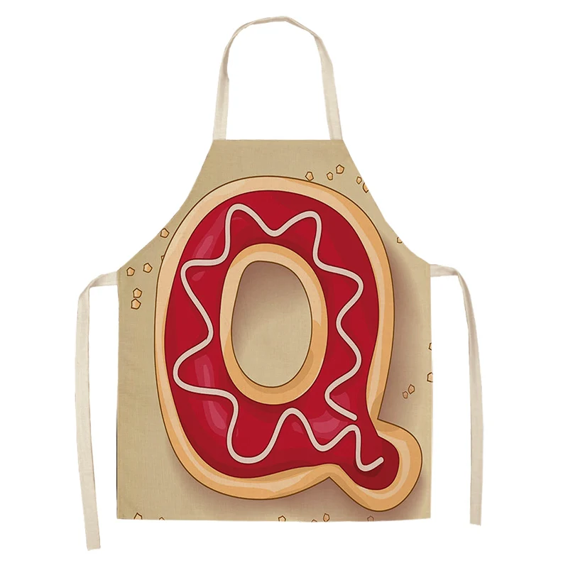 1Pc Letter Pattern Kitchen Apron Sleeveless Cotton Linen Kids Aprons For Cooking Baking bbq Home Cleaning Tools