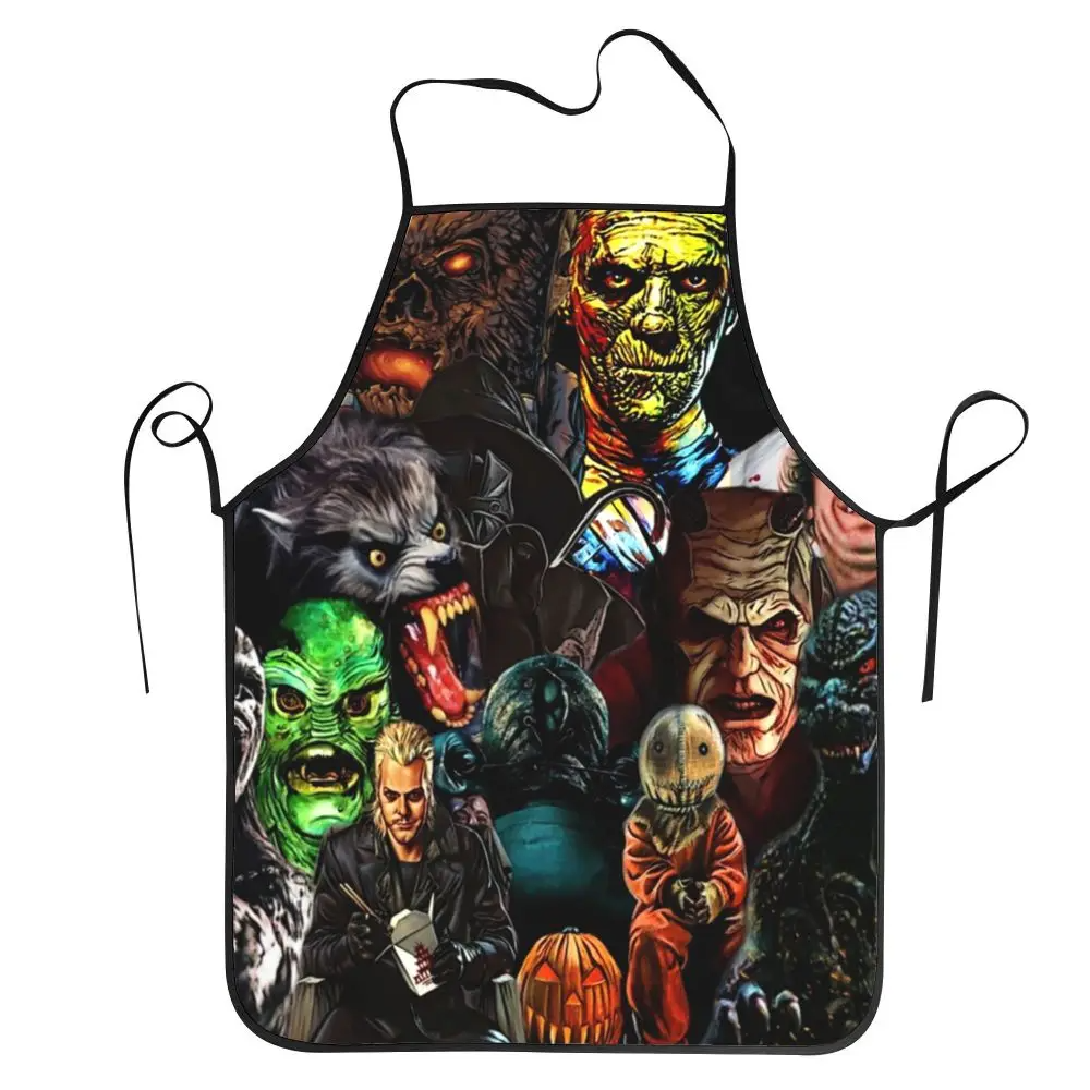 Horror Movie Character Friends Apron for Women Men Unisex Bib Halloween Kitchen Cooking Tablier Cuisine Chef Painting