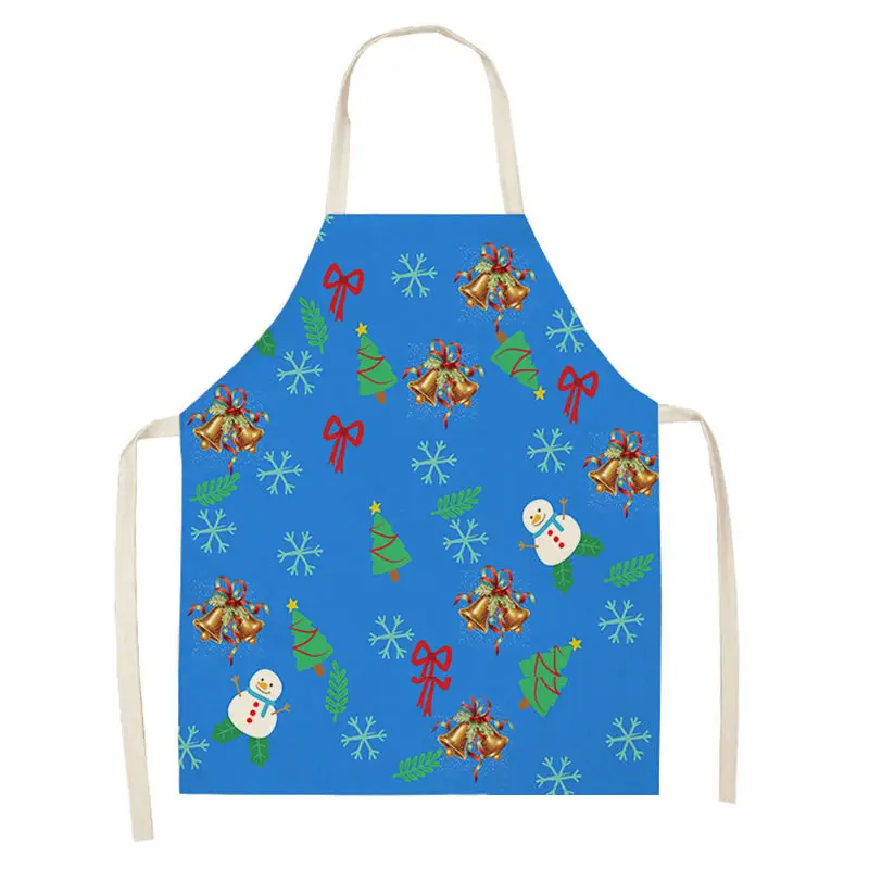 1pc Christmas Aprons Pinafore Cotton Linen Kitchen Apron Woman Bibs for Home Cooking Baking Cleaning Accessories