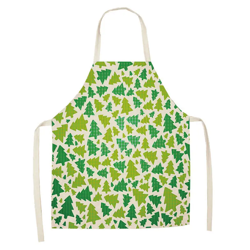 1Pc Christmas Apron for Woman Kids Pinafore Cotton Linen Kitchen Aprons 55x68cm Adult Bibs For Home Baking Cooking Accessory