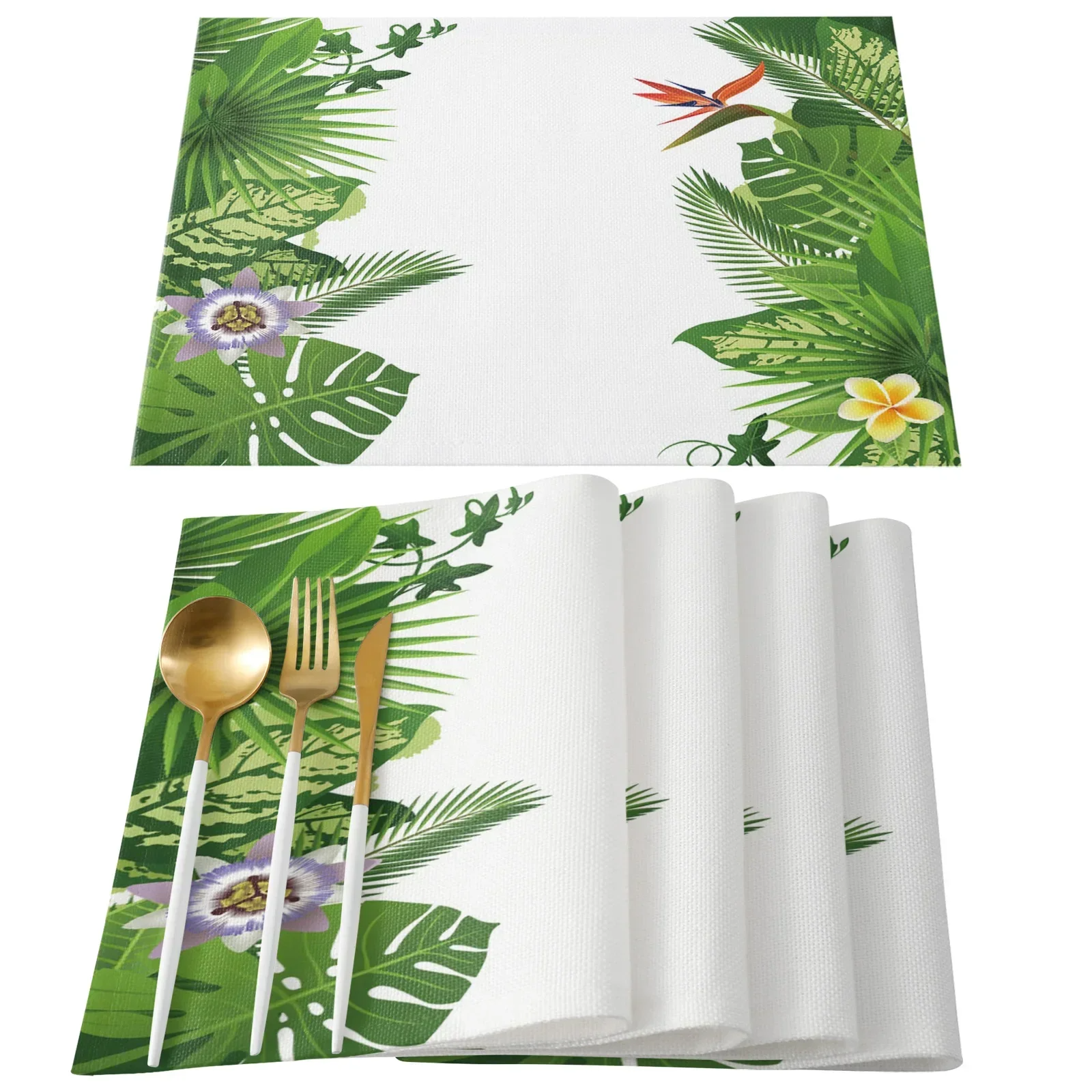 Golden Leaves Black Background Placemat Wedding Party Dining Decor Linen Table Mat Kitchen Accessories Table Napkin
