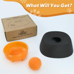 Slow Feeder Dog Bowls for Liquid Treat, [Built-in Rolling Ball] No Spill Bone Broth Dog Licking Bowl, Multi-Purpose Puppy Yogurt Feeder Bowl for All Breeds Dietary Supplement/Post-op Nutrition Feeding
