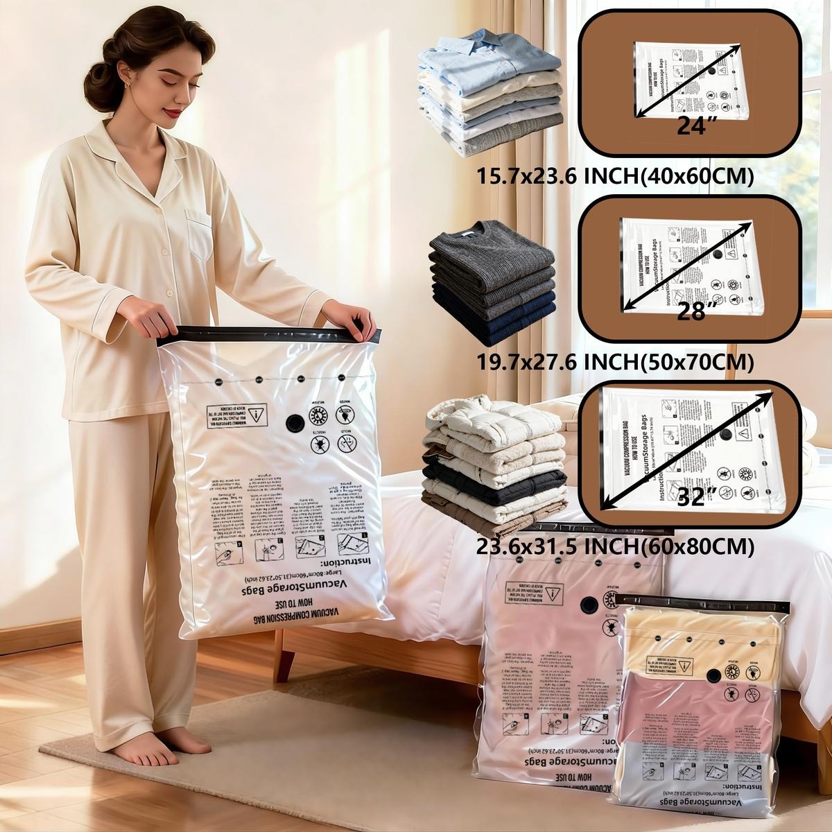 Cordless Travel Vacuum Storage Compression Bag Set – 15-Pack in 3 Sizes – USB Rechargeable Handheld Pump with Built-In Battery – Waterproof & Reusable Space Saver for Clothes & Packing, Perfect for Carry-On Suitcases
