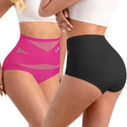 Morelect Women's High-Waist Panties,3/4/5/6/8 Pack Lucky Letter Logo,Cross-Mesh Panel Underwear,Ultra Soft Comfort Fit Briefs - Womenswear