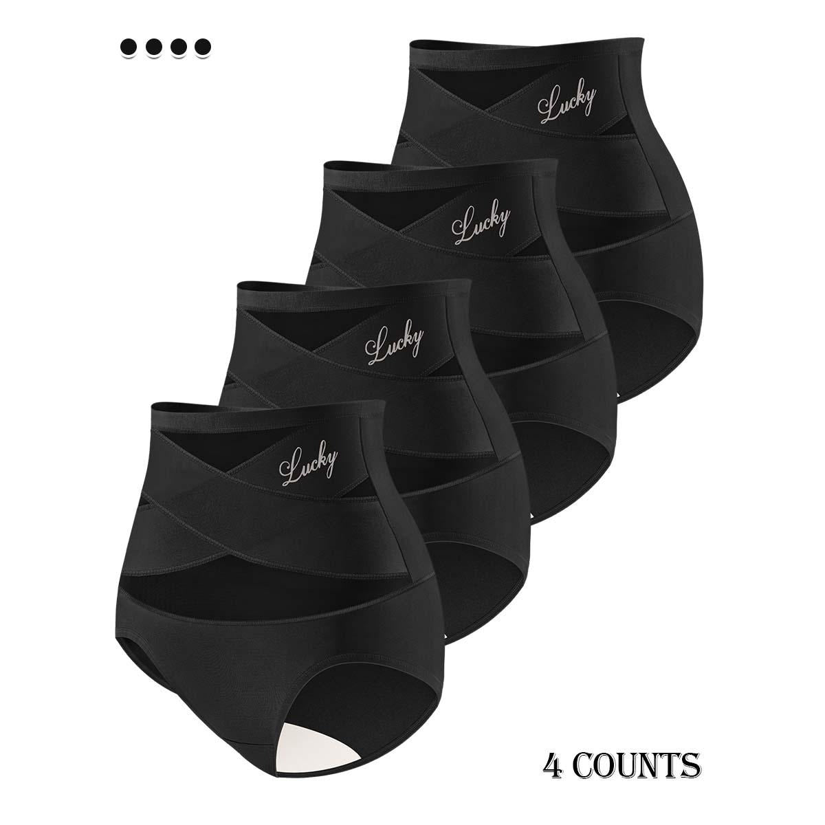 Morelect Women's High-Waist Panties,3/4/5/6/8 Pack Lucky Letter Logo,Cross-Mesh Panel Underwear,Ultra Soft Comfort Fit Briefs - Womenswear