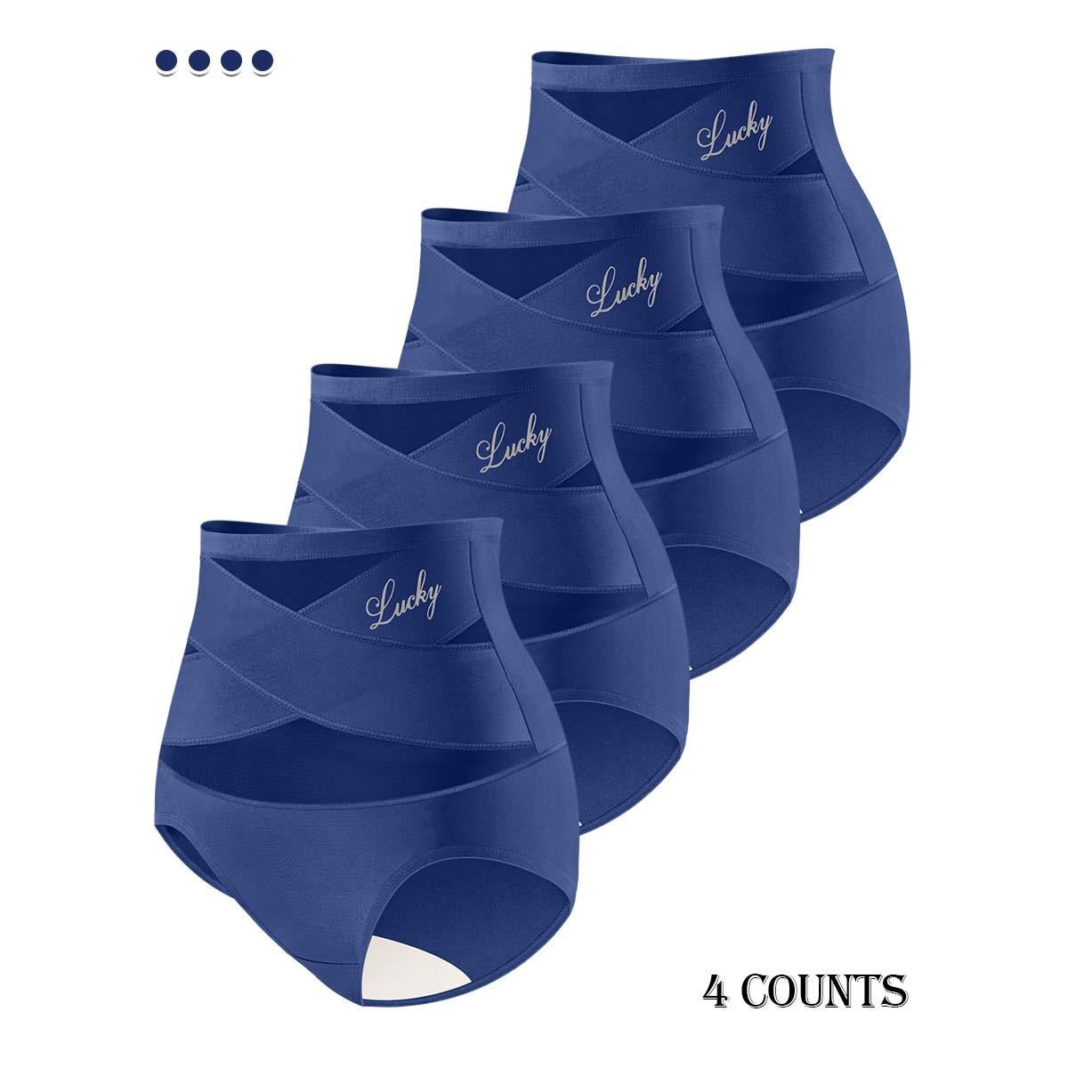 Morelect Women's High-Waist Panties,3/4/5/6/8 Pack Lucky Letter Logo,Cross-Mesh Panel Underwear,Ultra Soft Comfort Fit Briefs - Womenswear