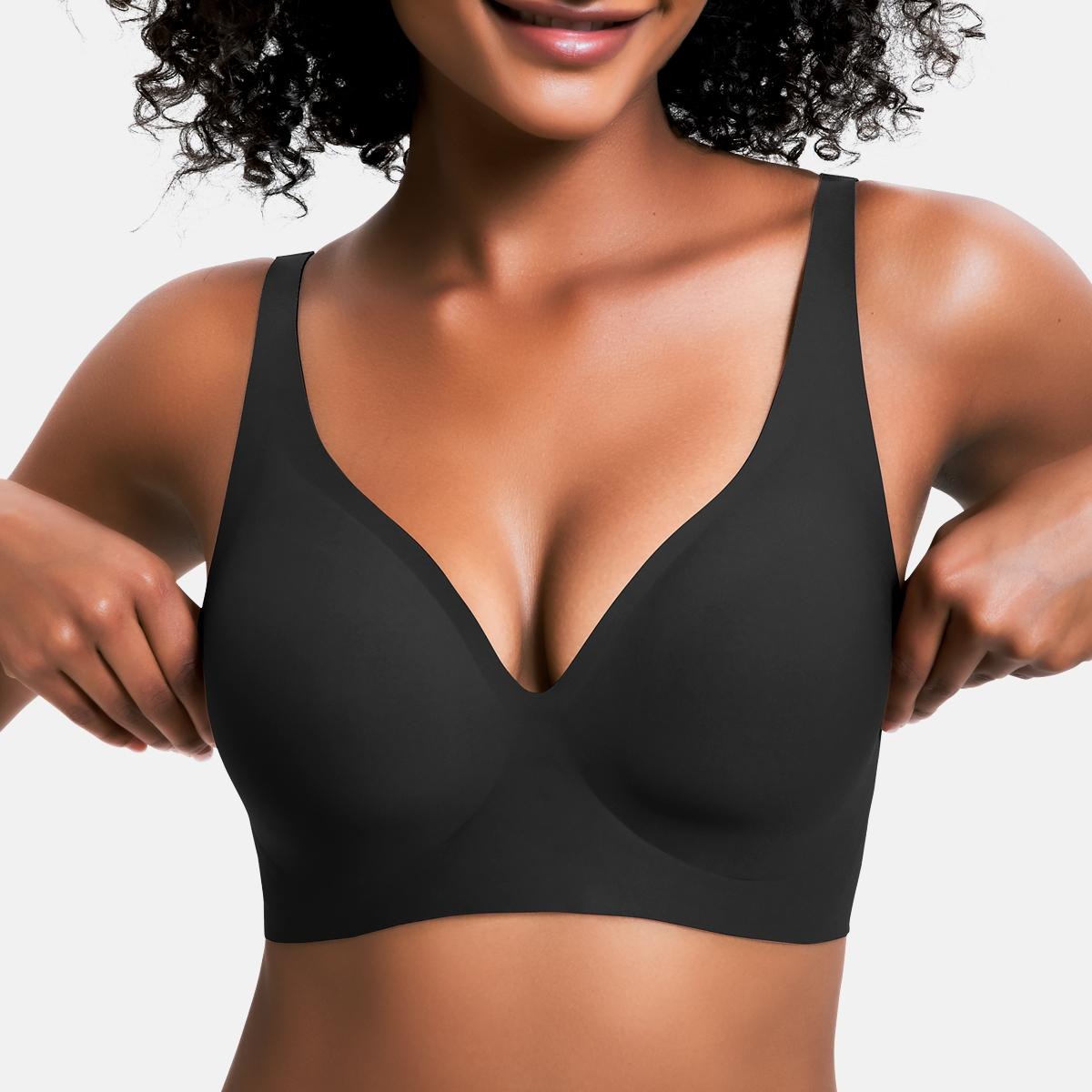 Jelly-feel comfortable seamless wireless bra, women's push-up non-wired bra, seamless T-shirt bra, deep V everyday bra