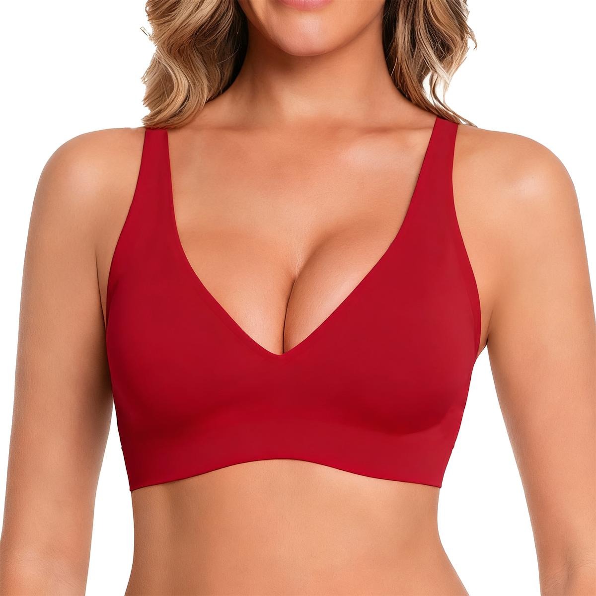 Jelly-feel comfortable seamless wireless bra, women's push-up non-wired bra, seamless T-shirt bra, deep V everyday bra