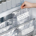 【Refrigerated Food】Reusable Aluminum Foil Sealable Storage Bags, Resealable Vacuum Zipper Pouches for Food, Stand Up Foil Sealable Bags with Label and Zip Lock for Vegetable Fruit Meat