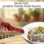 2 Counts Hot Plate Gripper, Multi-Purpose Anti-Scald Tool for Bowls, Plates, Pans, Serving as Holder, Clip, Tongs, Clamp in Kitchen Red & Green