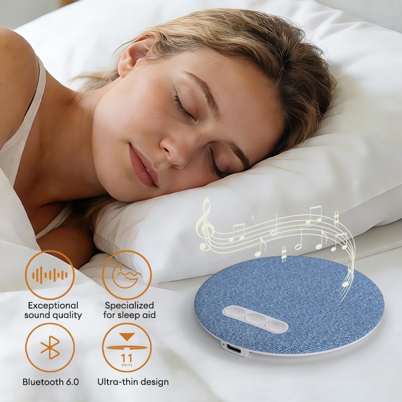 Ultra-Thin Bluetooth Pillow Speaker with Bluetooth 6.0, Soft Immersive Sound Field, Pillow CD Player for Bedtime Music & Audiobooks, Headphone-Free Sleep Speaker, Compatible with Android & iOS