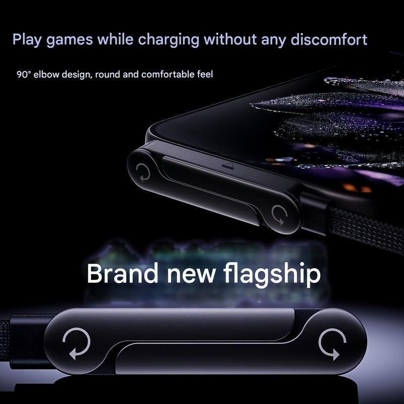 Invisible Holder Charging Cable, 1.5m Length 240W Super Fast Charging 2-in-1 Charging Cord & Phone Stand, Suitable for Gaming, Office and Travel Scenarios, Compatible,iPhone, Samsung&Type-C Interface Devices, Black Version lightning Black Data Cable