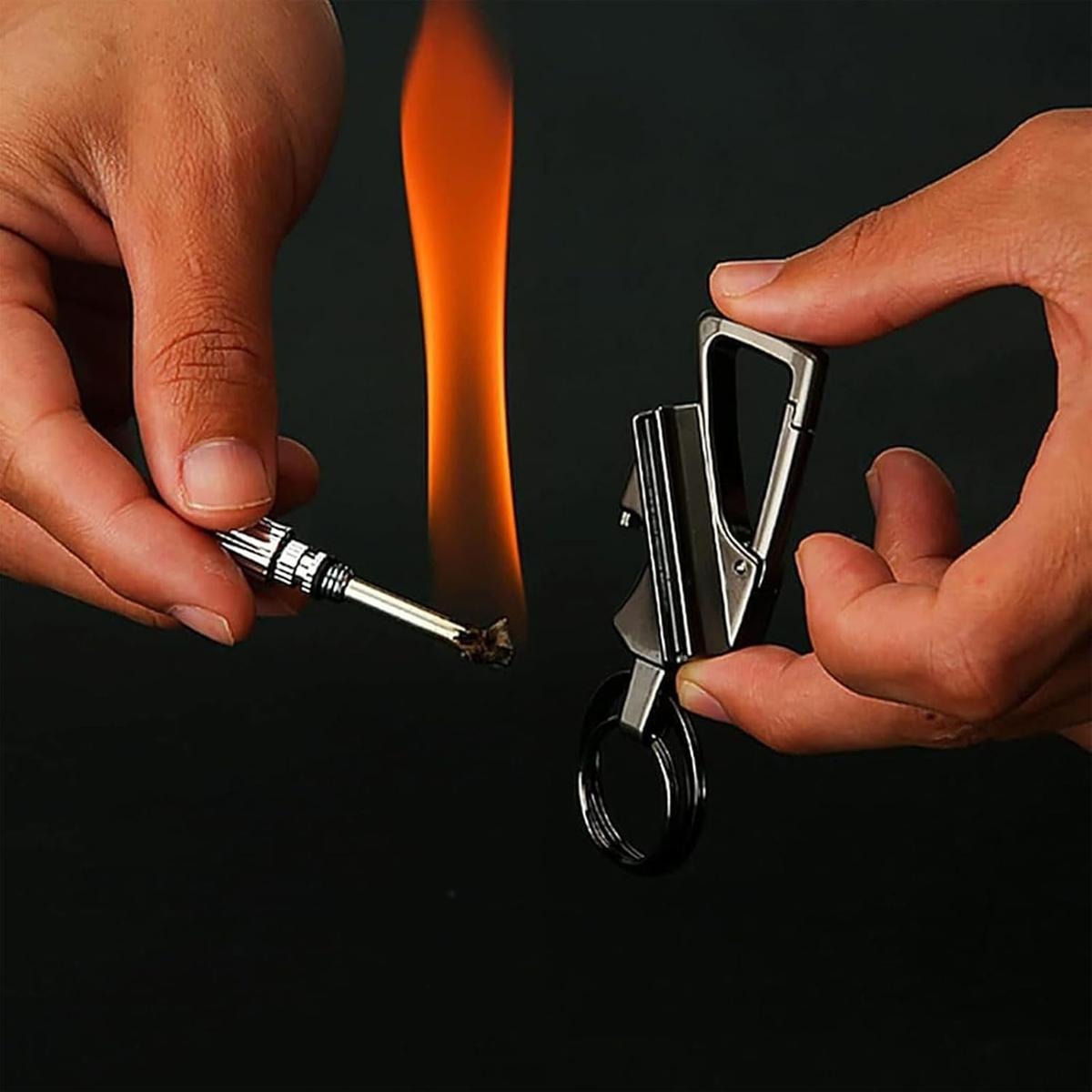 Permanent Match Infinity Lighter, Reusable Waterproof Flint Fire Starter with Keychain and Bottle Opener, Windproof Metal Kerosene Lighter for Outdoor Camping Hiking Survival (Not Include Lighter Fluid)