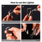 Permanent Match Infinity Lighter, Reusable Waterproof Flint Fire Starter with Keychain and Bottle Opener, Windproof Metal Kerosene Lighter for Outdoor Camping Hiking Survival (Not Include Lighter Fluid)
