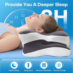 Double-Sided Contoured Neck Pillow, Unscented Supportive Memory Foam with Cooling Cover, Zoned Design & Extra-Large Armrest for Deep Sleepers & Side/Stomach/Back Sleepers