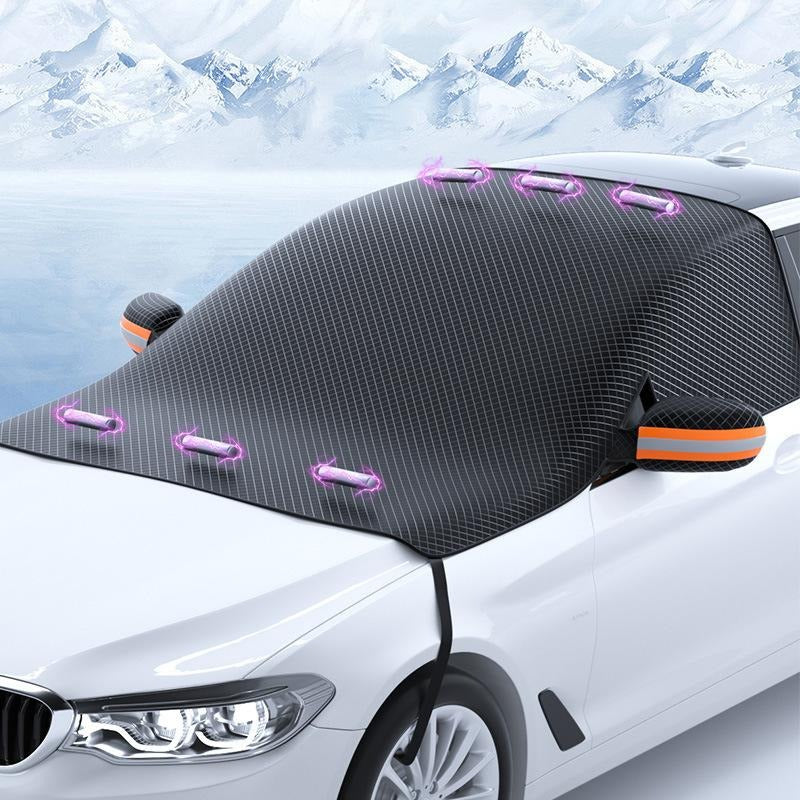 Car windshield anti-snow and anti-frost cover with rearview mirror cover, suitable for most vehicles, sedans, SUVs, etc., can be used in all seasons